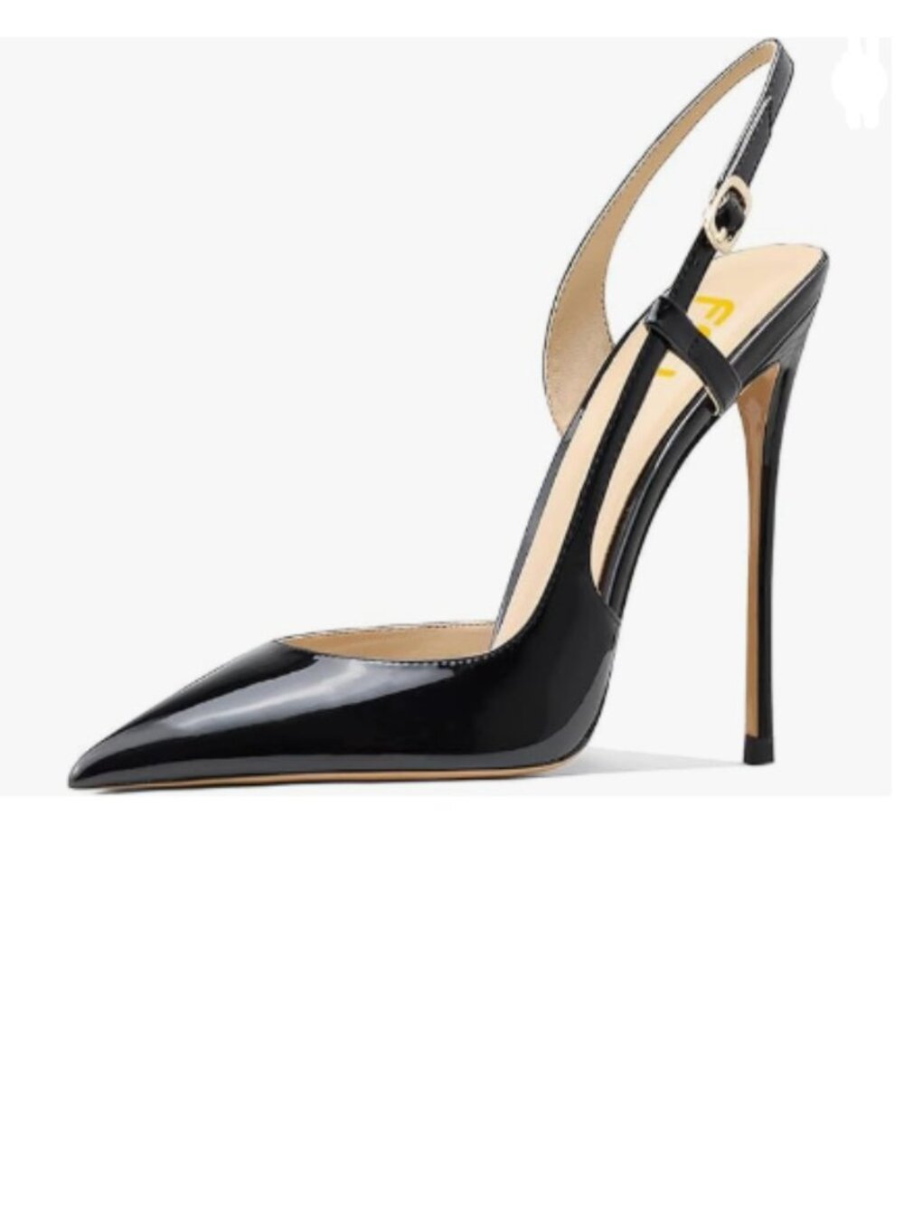 FSJ Black Women's Pointed Toe D'Orsay High Heel Slingback Pumps
